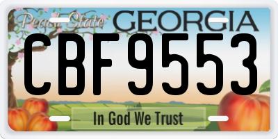 GA license plate CBF9553