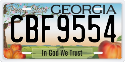 GA license plate CBF9554