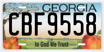 GA license plate CBF9558