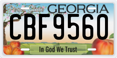 GA license plate CBF9560