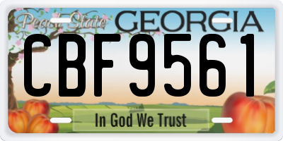 GA license plate CBF9561