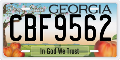 GA license plate CBF9562