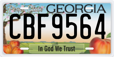 GA license plate CBF9564