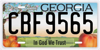 GA license plate CBF9565