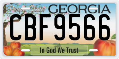 GA license plate CBF9566