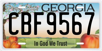 GA license plate CBF9567