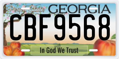 GA license plate CBF9568