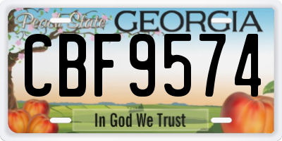 GA license plate CBF9574