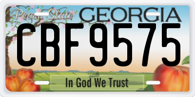 GA license plate CBF9575