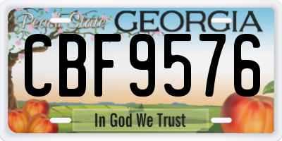 GA license plate CBF9576
