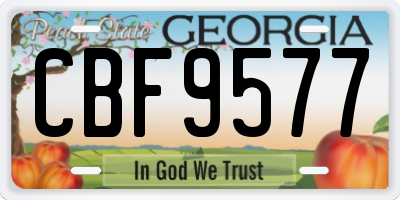 GA license plate CBF9577