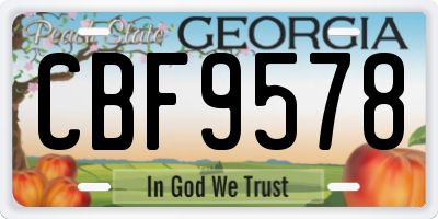 GA license plate CBF9578