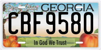 GA license plate CBF9580