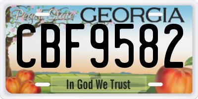 GA license plate CBF9582