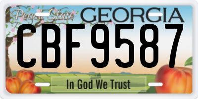GA license plate CBF9587