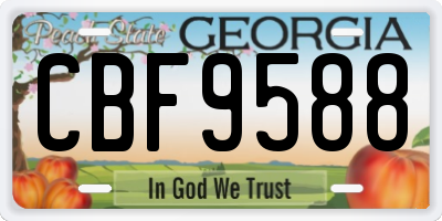 GA license plate CBF9588