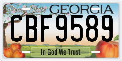 GA license plate CBF9589