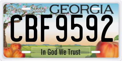 GA license plate CBF9592