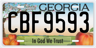 GA license plate CBF9593