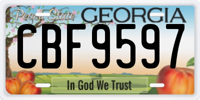 GA license plate CBF9597