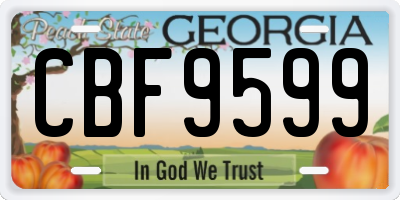 GA license plate CBF9599