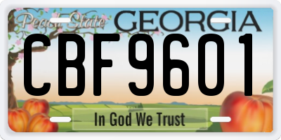 GA license plate CBF9601