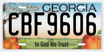 GA license plate CBF9606