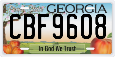 GA license plate CBF9608