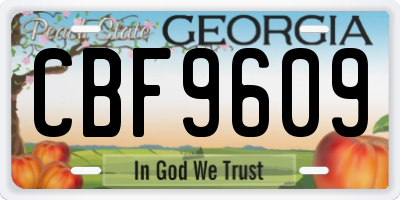 GA license plate CBF9609