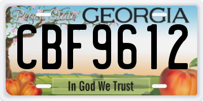 GA license plate CBF9612