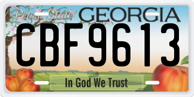 GA license plate CBF9613