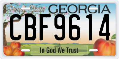 GA license plate CBF9614