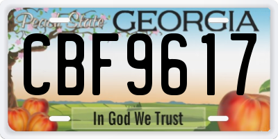 GA license plate CBF9617