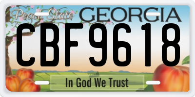 GA license plate CBF9618