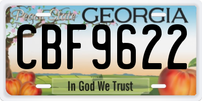 GA license plate CBF9622