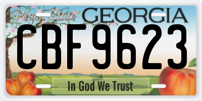 GA license plate CBF9623