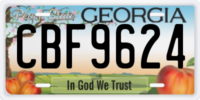 GA license plate CBF9624