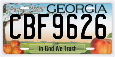 GA license plate CBF9626