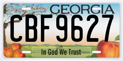 GA license plate CBF9627