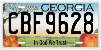 GA license plate CBF9628