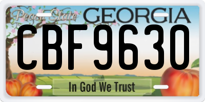 GA license plate CBF9630