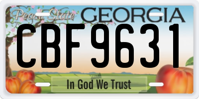GA license plate CBF9631