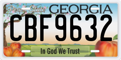 GA license plate CBF9632