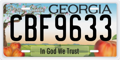 GA license plate CBF9633