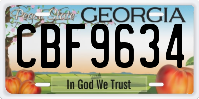 GA license plate CBF9634