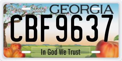 GA license plate CBF9637