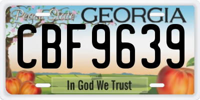 GA license plate CBF9639