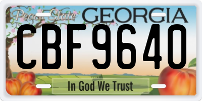 GA license plate CBF9640