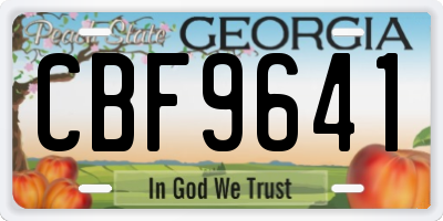 GA license plate CBF9641