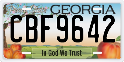 GA license plate CBF9642